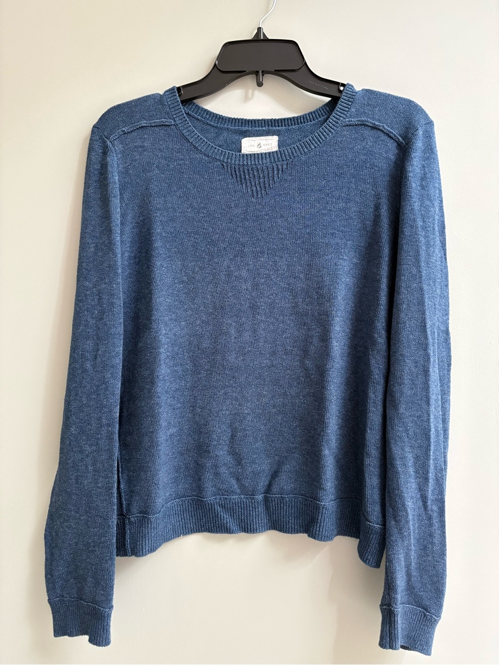 Lightweight Blue Chambray Crewneck Sweater - Women